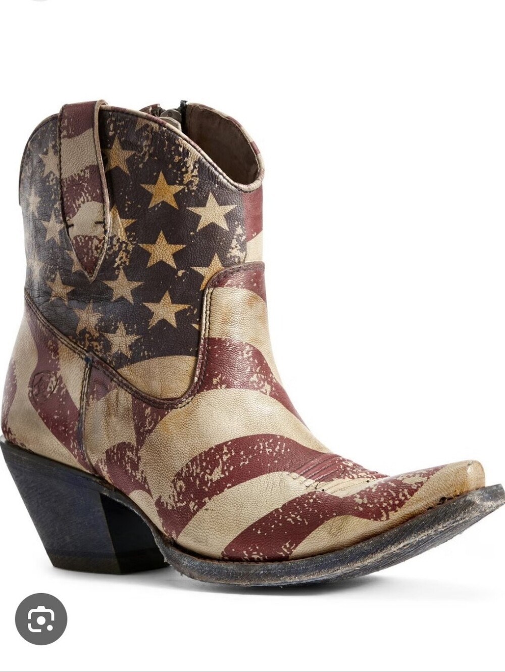 Ariat Circuit Cruz Flag Print Snip Toe Boots Size: 7.5